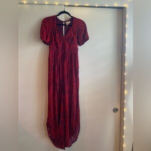 Maeve by Anthropologie Floral Button-Front Jumpsuit (magenta) Size: 0 / XS/ S